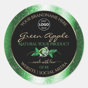 Purpurina verde negro Etiquetas de productos flora