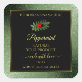 Purpurina verde oscuro Ladybug negro de etiquetas 