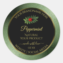 Purpurina verde oscuro Ladybug negro de etiquetas 