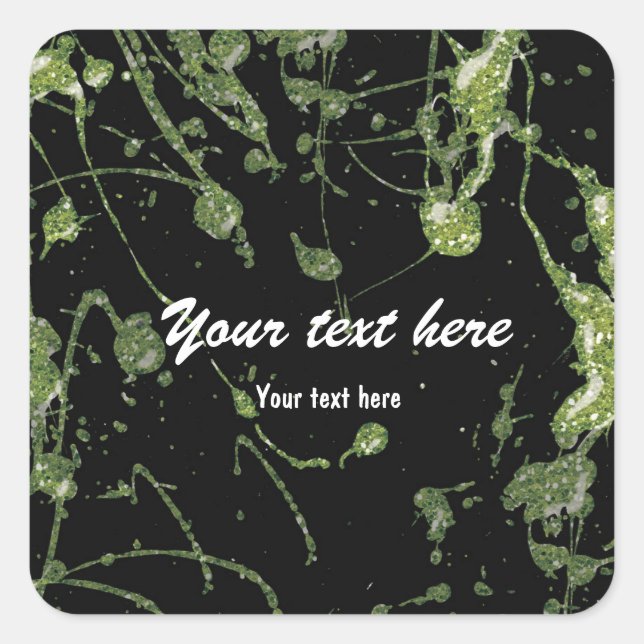 Purpurina verde Paint Splatter fiesta etiqueta peg (Anverso)