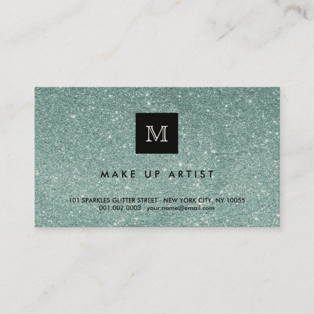 Purpurina verde parquea tarjeta de perfil de Moda  (Anverso)