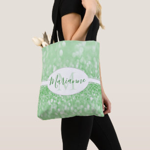 Purpurina verde personaliza la bolsa de tote