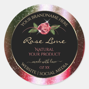 Purpurina verde y rosa de las etiquetas de los pro