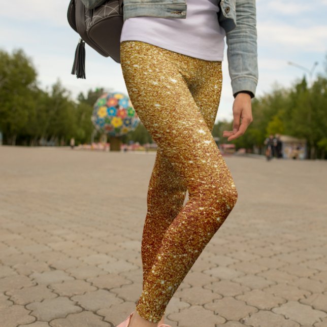 Purpurinas de oro de espuma moderna leggings femen (Modern Sparkle Gold Glitter Women’s Leggings)