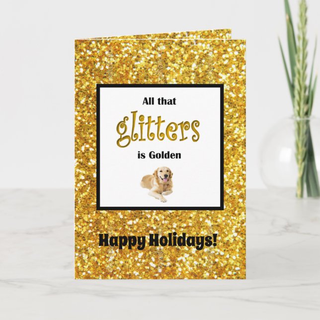 Purpurinas de tarjetas de Navidades de Golden Retr (Anverso)