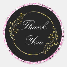 Purpurinoso y Golden Gracias Pegatina Elegant