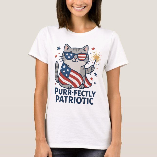 Purr-fectamente patriótico 4 de julio Camiseta de  (Anverso)