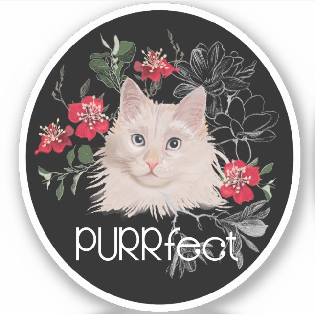 PURRfect pegatina de gatos blancos o nombre de sus (Anverso)