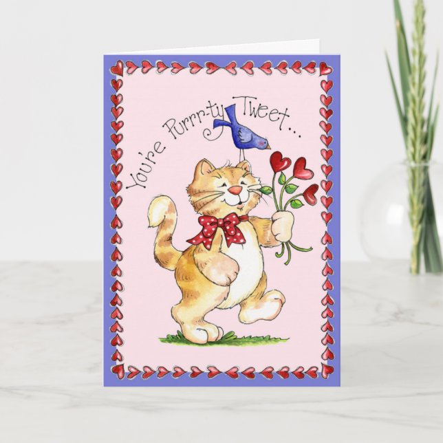 Purrty Tweet - Tarjeta de Felicitación (Anverso)