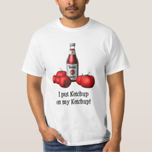 Puse la salsa de tomate en mi camiseta de la salsa