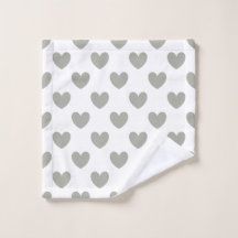 Pussywillwillow Gray polka corazones sobre blanco