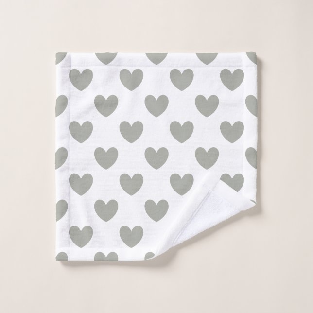 Pussywillwillow Gray polka corazones sobre blanco (Toallita)
