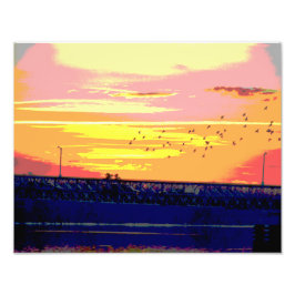 PUSTA DE SOL SOBRE LA FOTO DE IMPRESIÓN DEL PUENTE