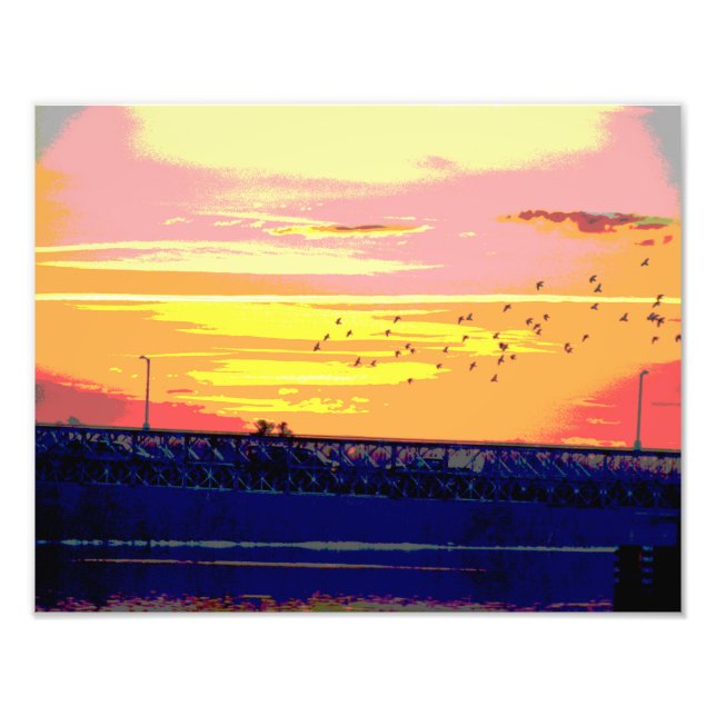 PUSTA DE SOL SOBRE LA FOTO DE IMPRESIÓN DEL PUENTE (Frente)