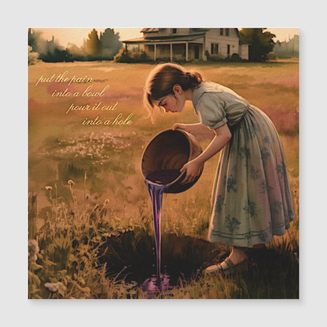 "Put the Pain into a Bowl" Square Magnet healing (Anverso)