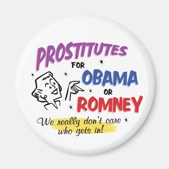 Putas de estilo retro para Obama o Romney imán (Frente)