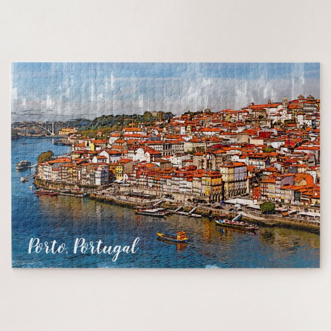 Puzzle С paisaje de Porto, río Douro. Portugal.Camiseta (Horizontal)