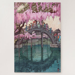 Puzzle 天 戸 亀, Puente Kameido, Hiroshi Yoshida, Woodcut