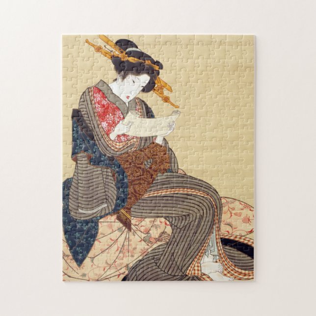 Puzzle 女, 国 貞 Mujer, Kunisada, Ukiyo-e (Vertical)