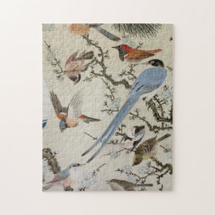 Puzzle 群鳥図, 中住道雲, pájaros (detalle), Doun