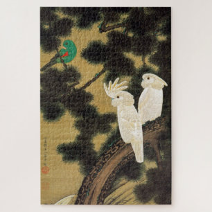 Puzzle 老 松 鸚 鵡 図, 若 Pine-tree & Parrot, Jakuchū