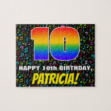 10.º cumpleaños — Símbolos de música divertida y c