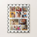 Puzzle 10 Foto Moderno Groovy Daisy Flower Nombre elegant<br><div class="desc">10 Photo Modern Groovy Daisy Flower Stylish Nombre Jigsaw Puzzle presenta diez de tus fotos favoritas para un fácil y rápido DIY agregar tu propio collage de fotos. Personaliza con tu nombre y rodeado de una flor de margarita retro y un patrón de tablero de ajedrez. Hace un regalo perfecto...</div>