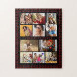 Puzzle 10 Fotografía Moderna Estilo Red Plaid<br><div class="desc">10 Photo Modern Trendy Red Plaid Stylish Nombre Jigsaw Puzzle presenta diez de tus fotos favoritas para un fácil y rápido DIY agregar tu propio collage de fotos. Personaliza con tu nombre y rodeado de un patrón de yeso rojo. Hace un regalo perfecto para Navidades, cumpleaños, Día de la Madre,...</div>