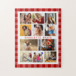 Puzzle 10 Fotografía Moderna Estilo Red Plaid<br><div class="desc">10 Photo Modern Trendy Red Plaid Stylish Nombre Jigsaw Puzzles presenta diez de tus fotos favoritas para un DIY fácil y rápido agregar tu propio collage de fotos. Personaliza con tu nombre y rodeado de un patrón de yeso rojo. Hace un regalo perfecto para Navidades, cumpleaños, Día de la Madre,...</div>