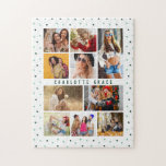 Puzzle 10 Fotografía Verde Moderno Amor romántico Nombre<br><div class="desc">10 Photo Modern Green Romantic Love Heats Name Jigsaw Puzzle presenta diez de tus fotos favoritas para un fácil y rápido DIY agregar tu propio collage de fotos. Personaliza con tu nombre y rodeado de un lindo patrón de corazón de amor verde. Hace un regalo perfecto para Navidades, cumpleaños, Día...</div>