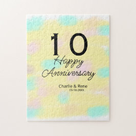 Puzzle 10 wedding anniversary yellow pastel name retro bo