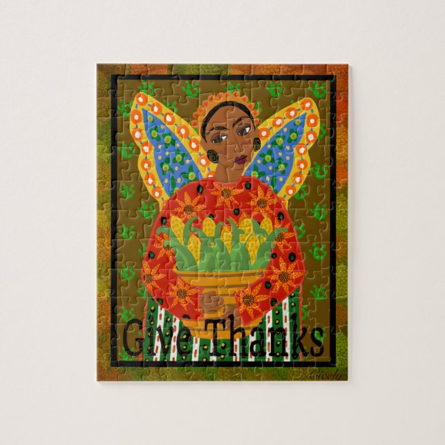 Puzzle 110 pc. Ángel de Acción de Gracias de Arte Popular (Vertical)