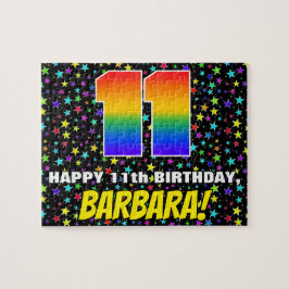 Puzzle 11.º cumpleaños — Patrón de estadio divertido y co