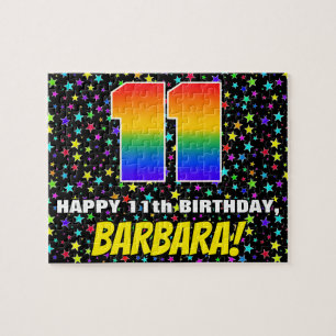 Puzzle 11.º cumpleaños — Patrón de estadio divertido y co