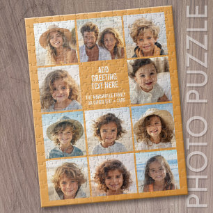 Puzzle 11 Colaje de Fotos - Texto Moderno Naranja Blanco