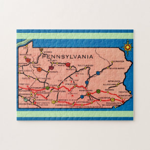 Puzzle 11x14 Mapa de Pensilvania de época