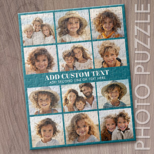 Puzzle 12 Collage de Fotos - Cuadrícula Moderna Azul y Bl