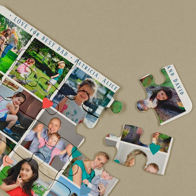 Puzzle 12 collage de fotos LOVE for BEST DAD navy script (Subido por el creador)