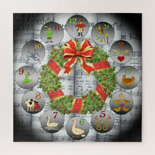 Puzzle 12 Días De Navidades ~Hoja De Música~Navidades De  (Vertical)