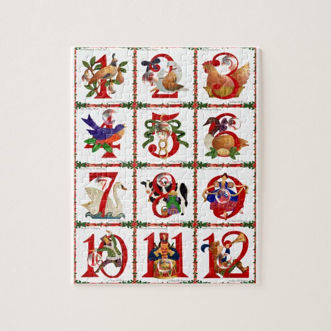 Puzzle 12 Días de Regalos de Impresión de Colcha de Navid (Vertical)