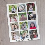 Puzzle 12 Foto Collage de Instagram - blanco con tipo neg<br><div class="desc">Una simple cuadrícula 3x4 de 12 fotos con un lugar para añadir cualquier texto en la parte inferior. Un aspecto mínimo para un gran collage de fotos. Añade tus fotos favoritas a esta plantilla divertida. Puedes usar fotos de Instagram o cualquier foto para esta cuadrícula.</div>
