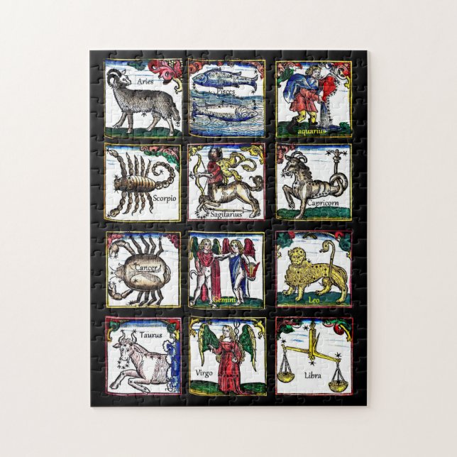 Puzzle 12 Rótulos zodiacos Símbolo de astrología cumpleañ (Vertical)