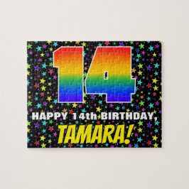 Puzzle 14.º cumpleaños — Patrón de estadio divertido y co