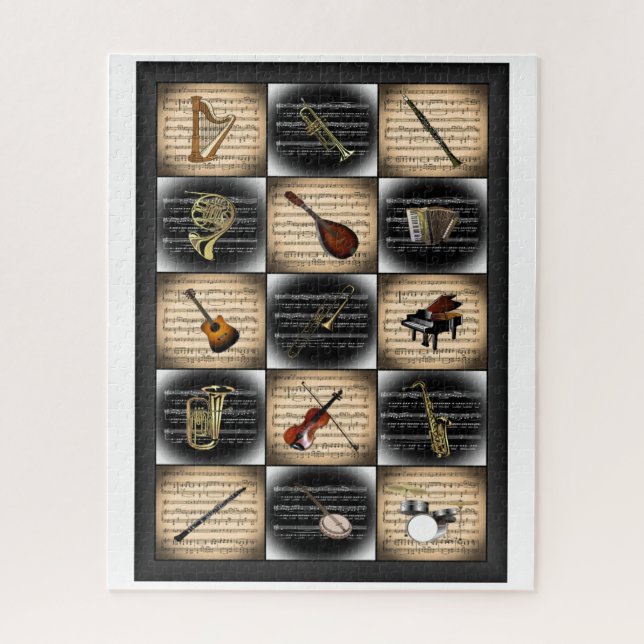 Puzzle 15 Instrumentos Musicales ~ Fondo De La Música De  (Vertical)
