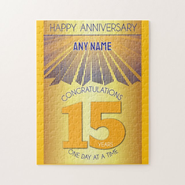 Puzzle 15 Year | AA 12 Step Anniversary Personalized (Vertical)