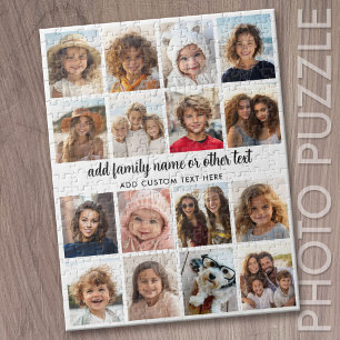 Puzzle 16 Colaje de Fotos - Blanco Moderno con Texto Negr