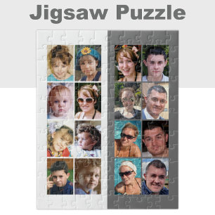 Puzzle 16 collage de fotografías en blanco y gris