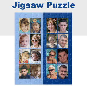 Puzzle 16 luz de collage de fotos y azul oscuro