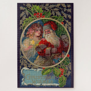 Puzzle 1912 Santa Claus y Navidades de ángeles estrellas