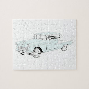 Puzzle 1955 Azul y dos tonos azul cielo Chevy Bel